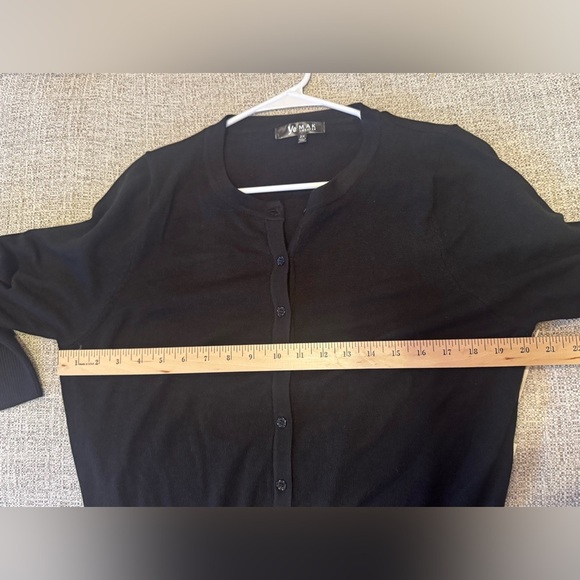 YeMak Black Crewneck Casual Button Down Sweater Cardigan Plus Size 2X - Picture 10 of 11